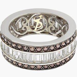 Suzy Levian Silver Chocolate & White Baguette CZ Band 😄